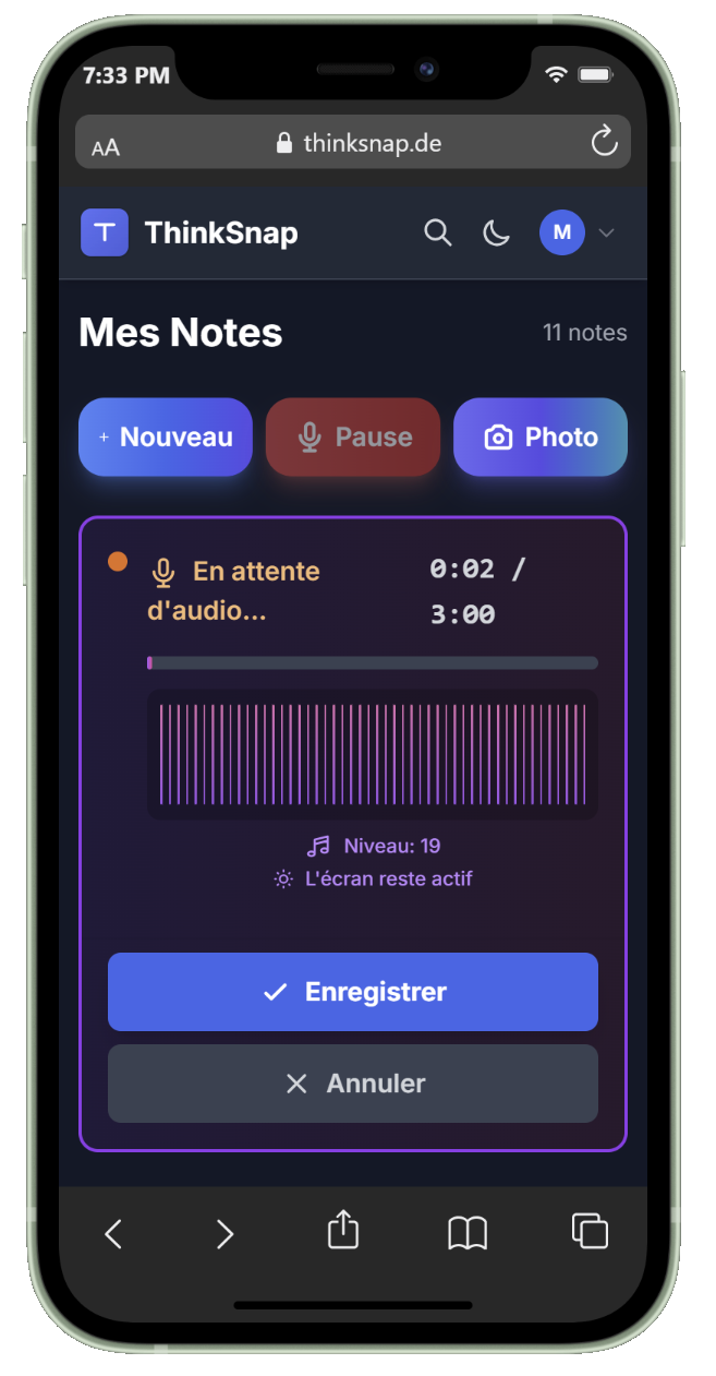Application ThinkSnap sur smartphone