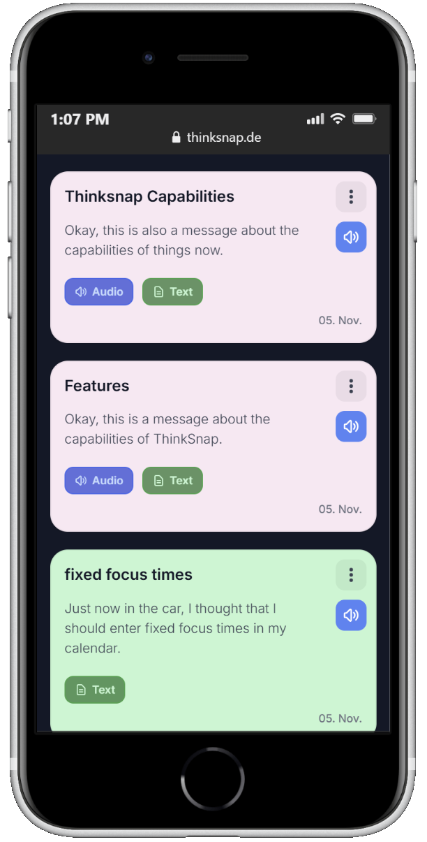 Fonctionnalité de lecture à voix haute ThinkSnap