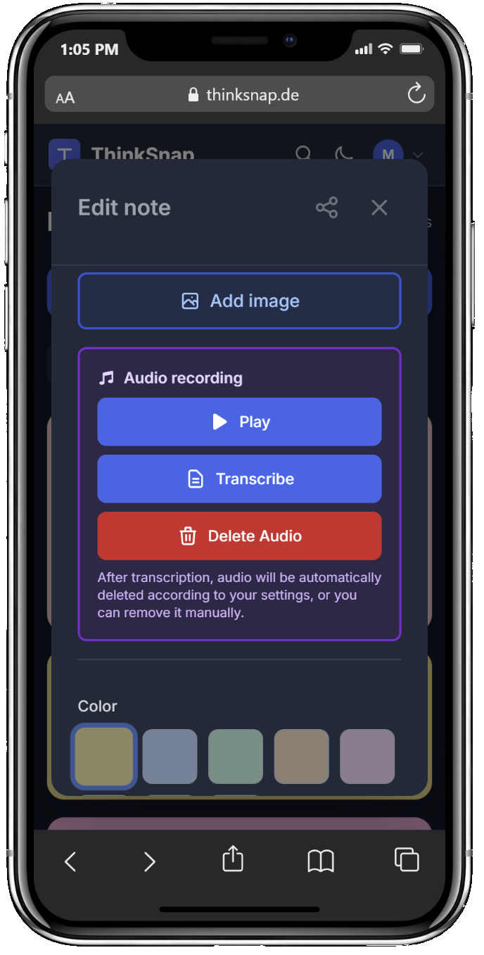 Funzionalità organizzative ThinkSnap