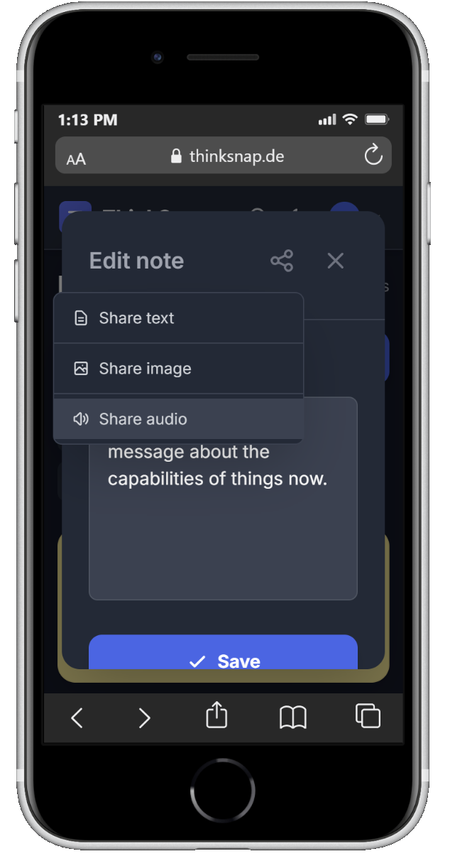 ThinkSnap deelfunctie